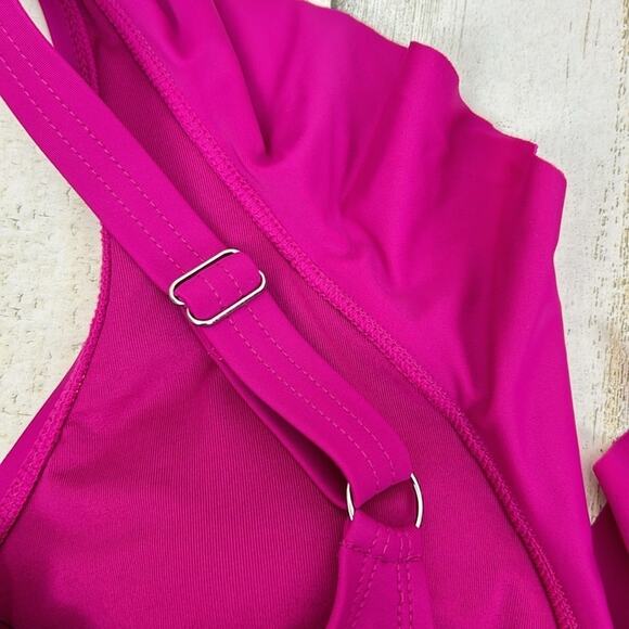 DKNY Womens Medium hot pink ruffle tankini top summer beach swim bathing suit - Picture 6 of 10